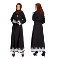 Moda muçulmano frente aberta lace splicing abaya longo vestido árabe abaya burqa poliéster mulheres abaya